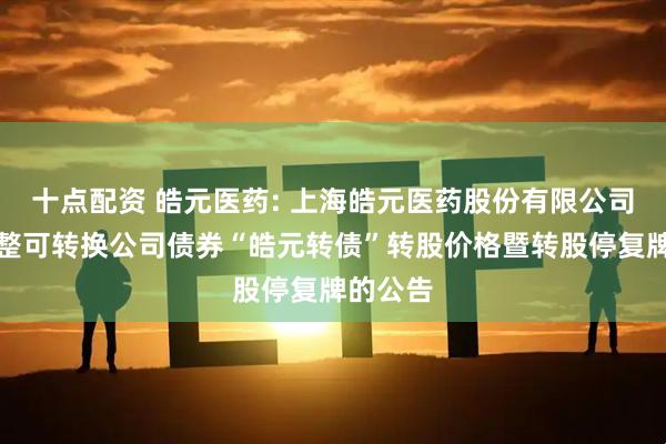 十点配资 皓元医药: 上海皓元医药股份有限公司关于调整可转换公司债券“皓元转债”转股价格暨转股停复牌的公告